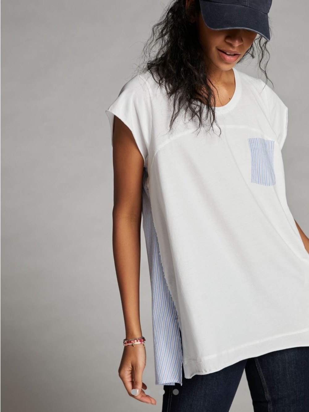 MAEVE Anthropologie Darcy Tunic Tee Striped Coastal Preppy Relaxed Size S - Picture 2 of 10
